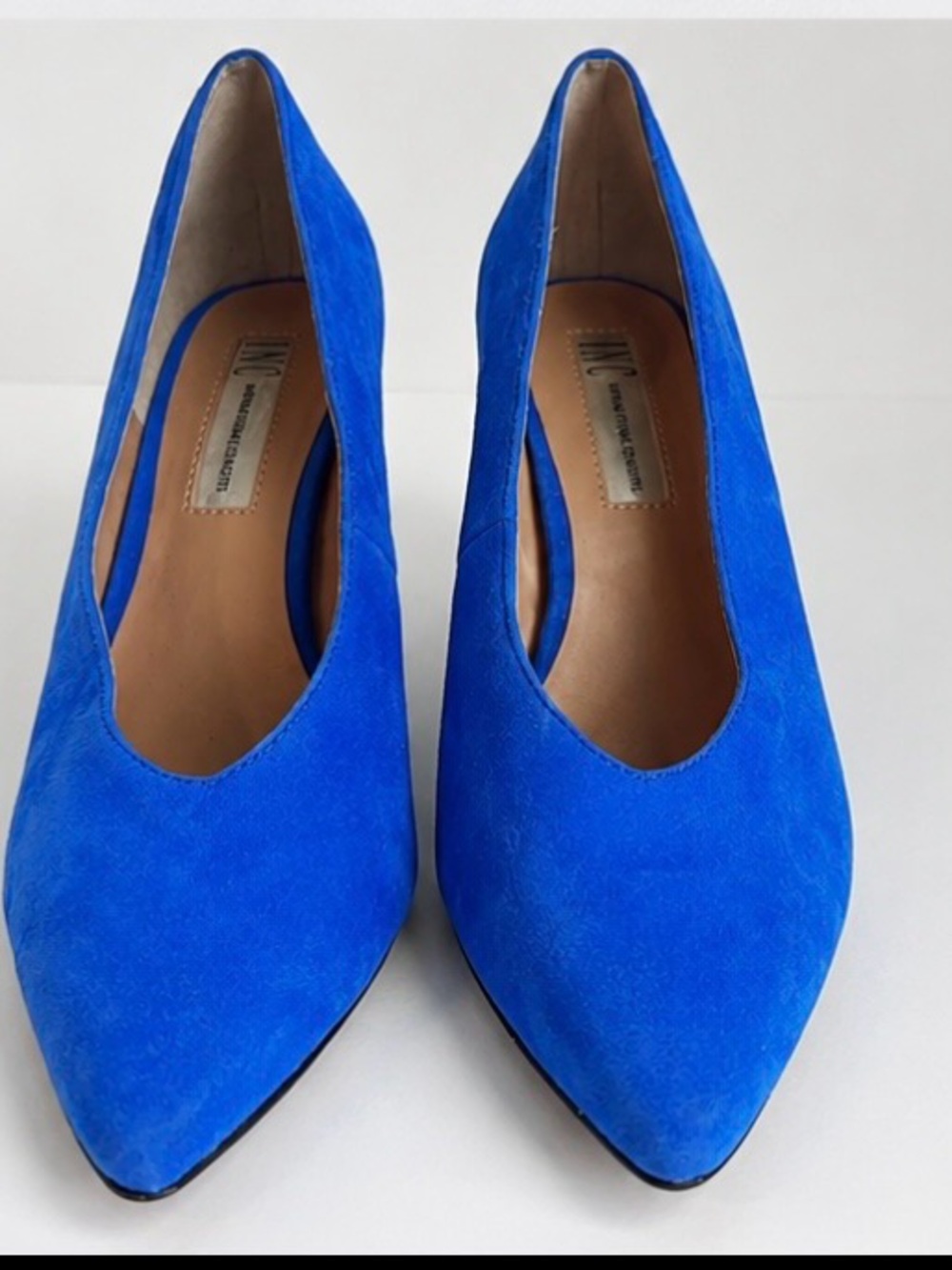 INC International Concepts Cobalt Blue Suede Pointed Pumps